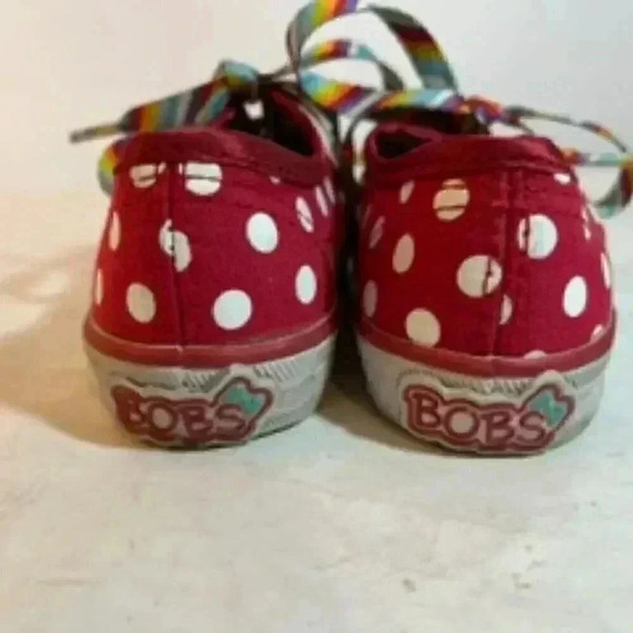 Bob’s Skechers sneakers Toddler shoes Sz 6 Red Polka Dot W/ Rainbow Laces - Picture 3 of 8